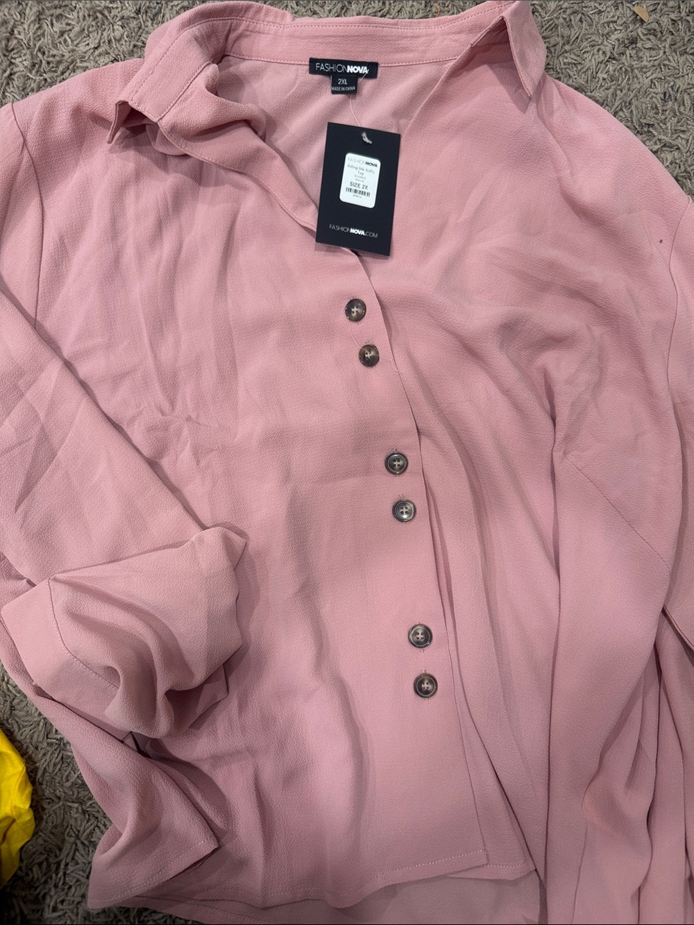 Fashion Nova Dusty Rose Button-Down Shirt